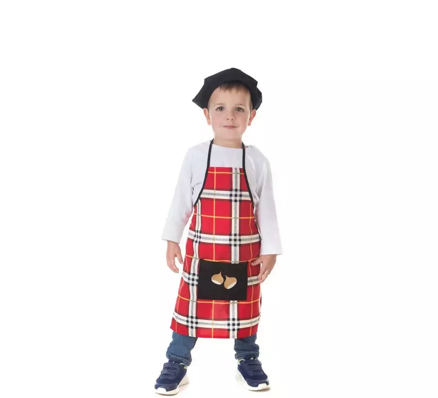 Translation missing: pt-PT.Kit o Disfraz de Castañero Cuadros Rojos para niño