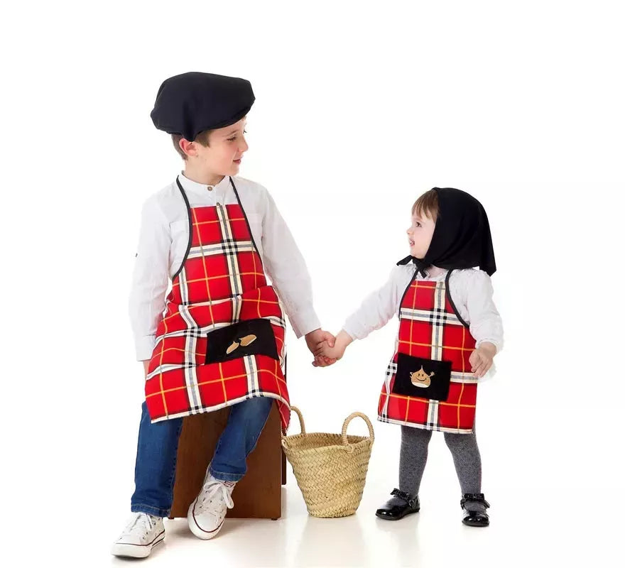 Translation missing: pt-PT.Kit o Disfraz de Castañero Cuadros Rojos para niño