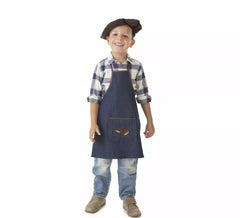 Kit Fato Jeans Chestnut Seller para Meninos: Avental e Boina
