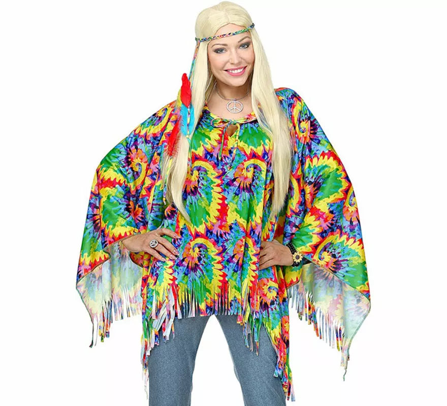 Translation missing: pt-PT.Kit o Disfraz de Hippie Psicodélico: Poncho y Diadema
