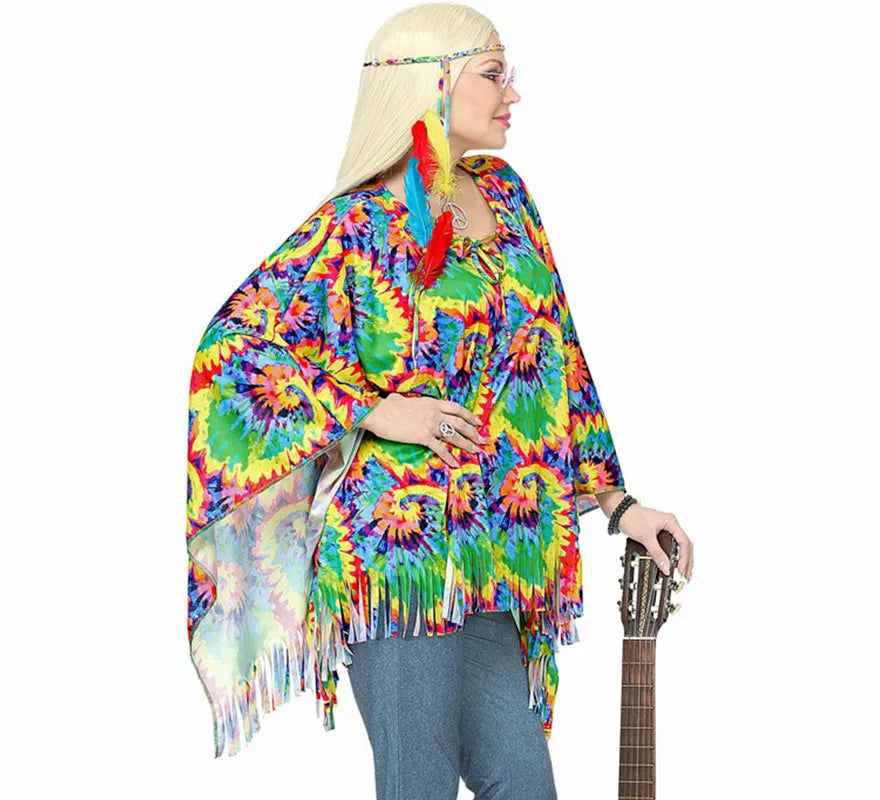 Translation missing: pt-PT.Kit o Disfraz de Hippie Psicodélico: Poncho y Diadema