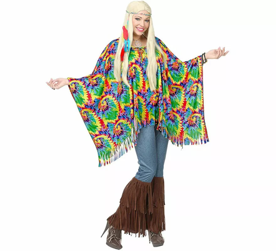 Translation missing: pt-PT.Kit o Disfraz de Hippie Psicodélico: Poncho y Diadema
