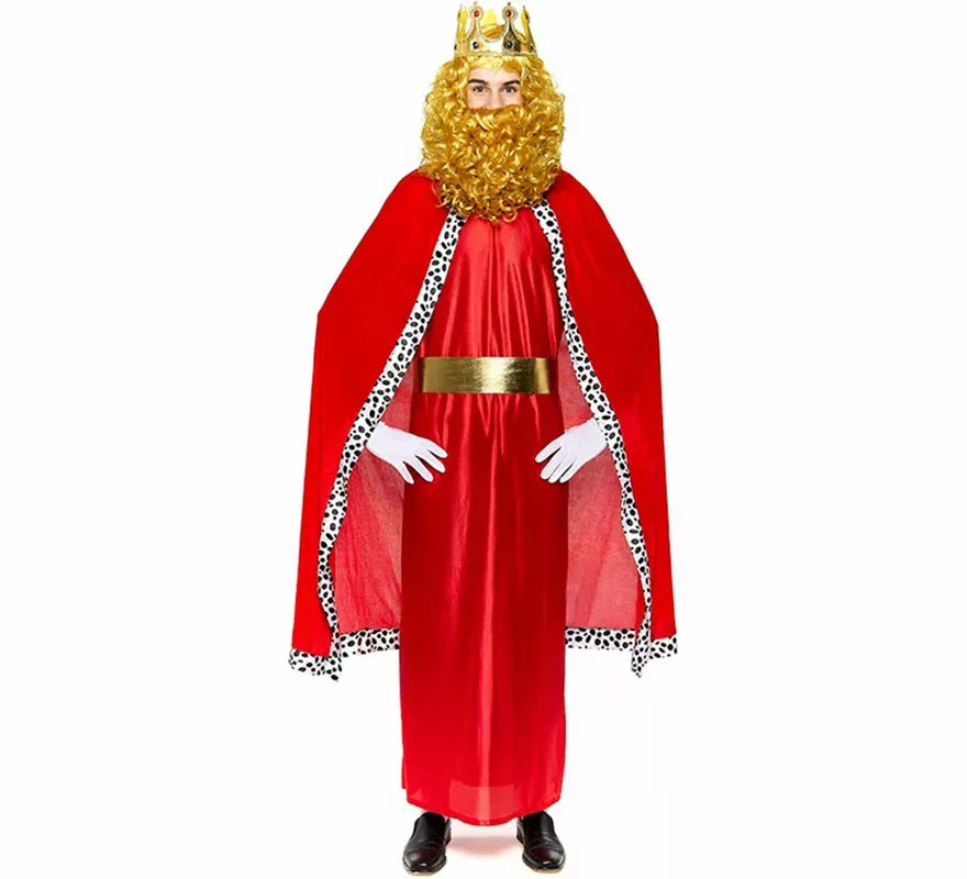 Kit Rey Mago rojo adulto: Capa y Corona