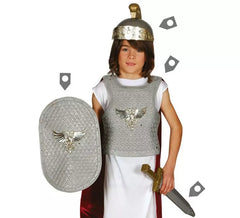 Kit romano: capacete, armadura, espada e escudo