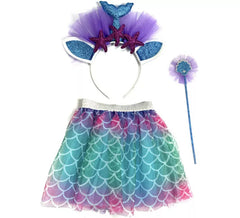 Kit Infantil Pequena Sereia: tutu, varinha e tiara