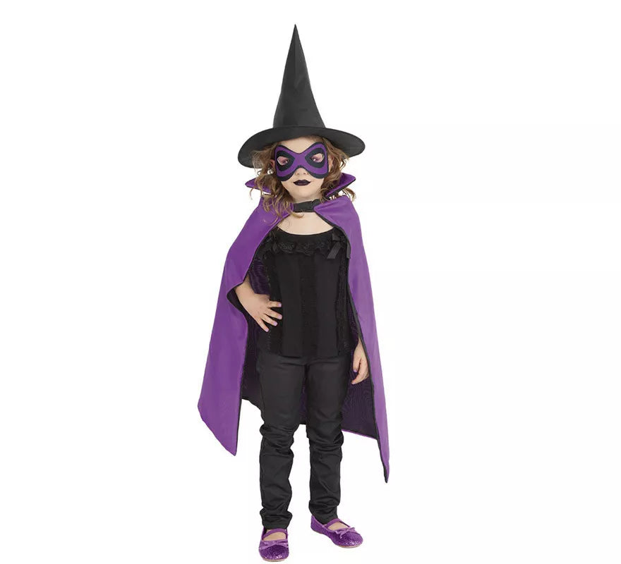 Translation missing: pt-PT.Kit Superheroína Bruja Infantil: Capa, Antifaz y Sombrero