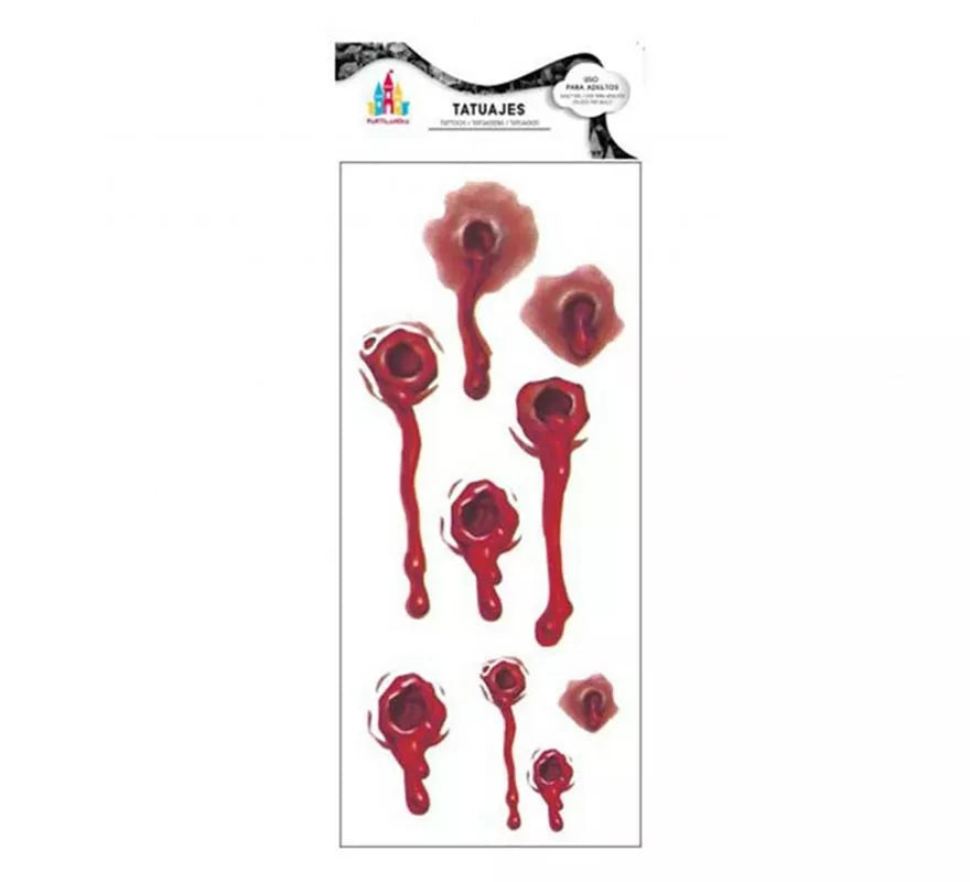 Translation missing: pt-PT.Kit Tatuajes Disparos de Balas con sangre