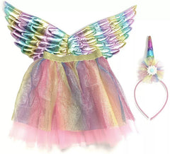 Kit Unicórnio Multicolor Infantil: Tutu, Asas e Tiara