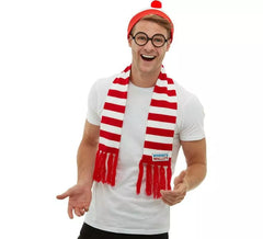 Onde está o Kit Wally?: Gorro, cachecol de malha e óculos  