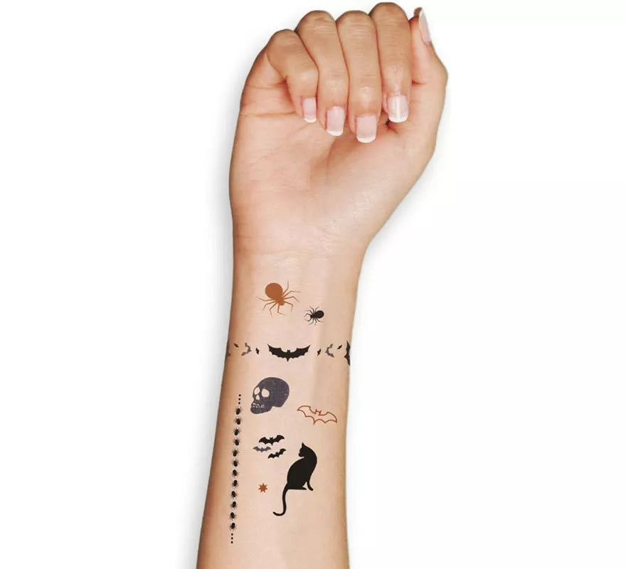Lámina de Tatuajes Temporales de Halloween en diseños surtidos