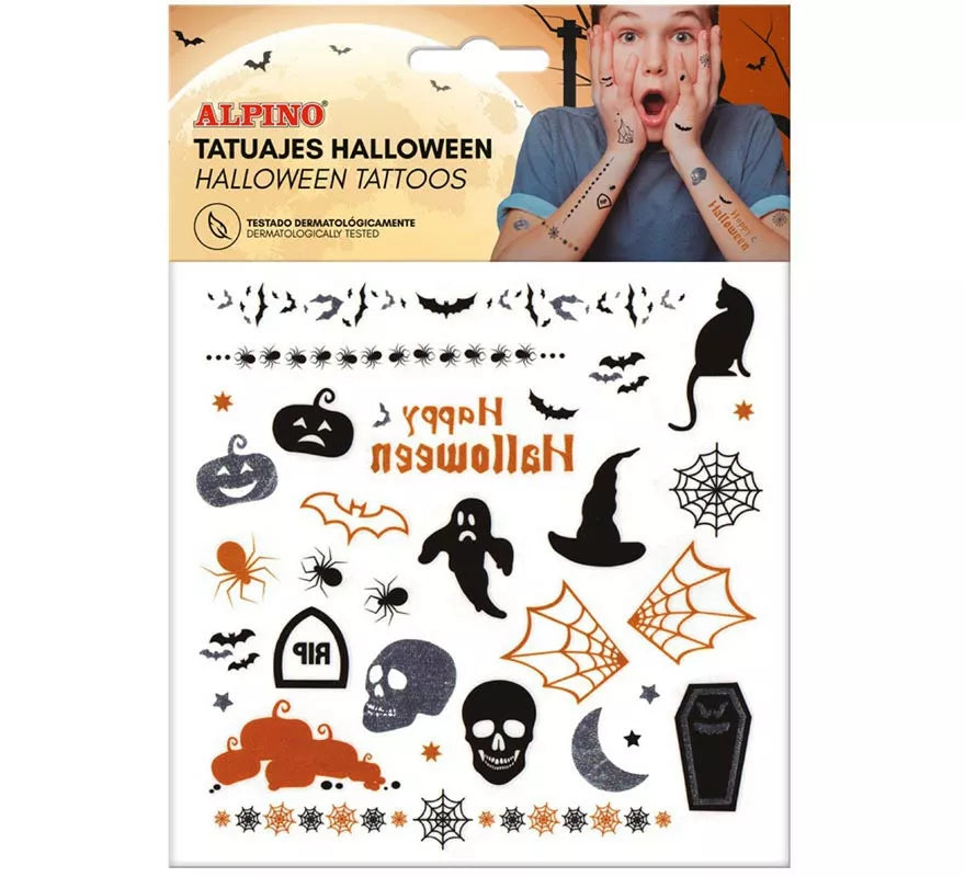 Translation missing: pt-PT.Lámina de Tatuajes Temporales de Halloween en diseños surtidos