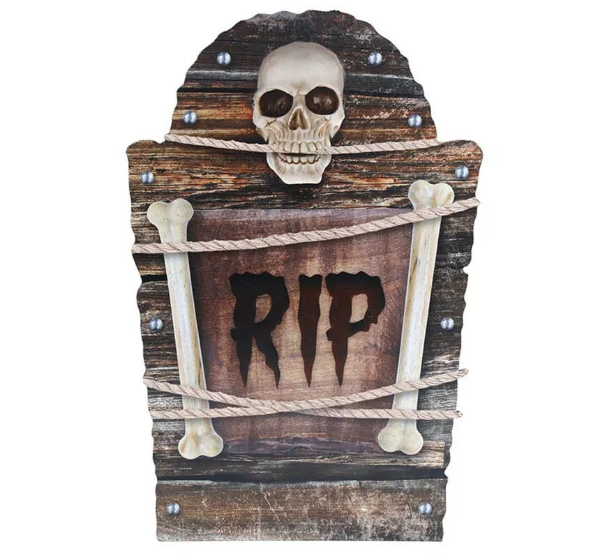 Translation missing: pt-PT."Lápida Cementerio Calavera ""RIP"" plástico de 56 cm"