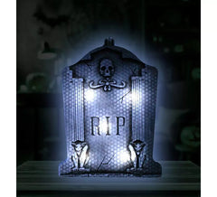 RIP Lápide de caveira com luz 9,5x13 cm