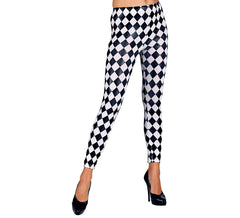 Leggings de diamante preto e branco para mulheres