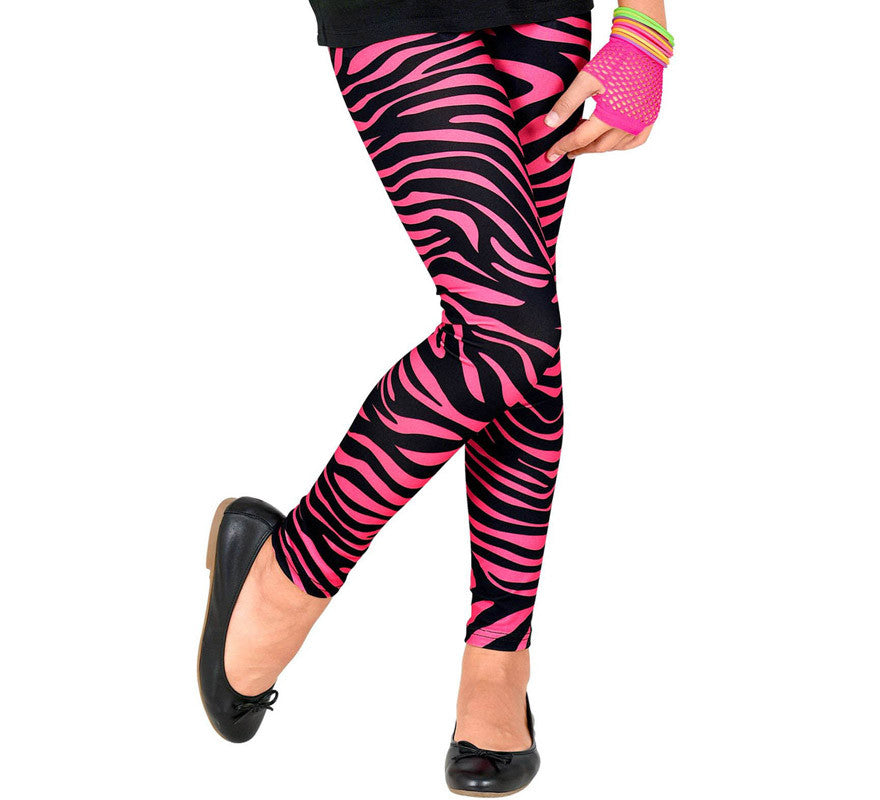 Translation missing: pt-PT.Leggings Neón Rosa Animal Print Años 80 Infantiles