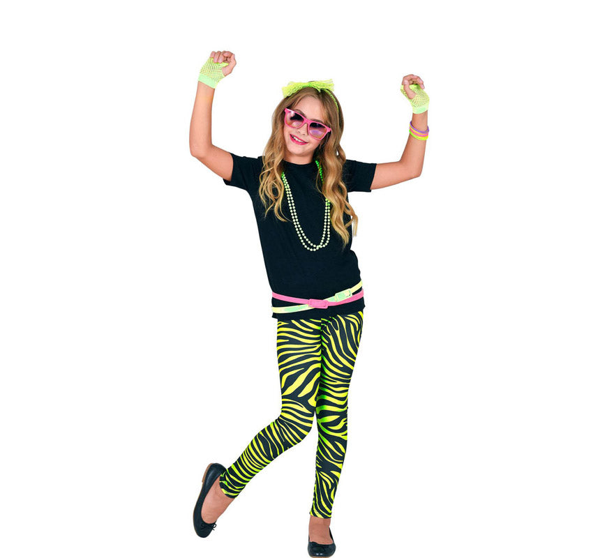 Translation missing: pt-PT.Leggings Neón Verde Animal Print Años 80 Infantiles