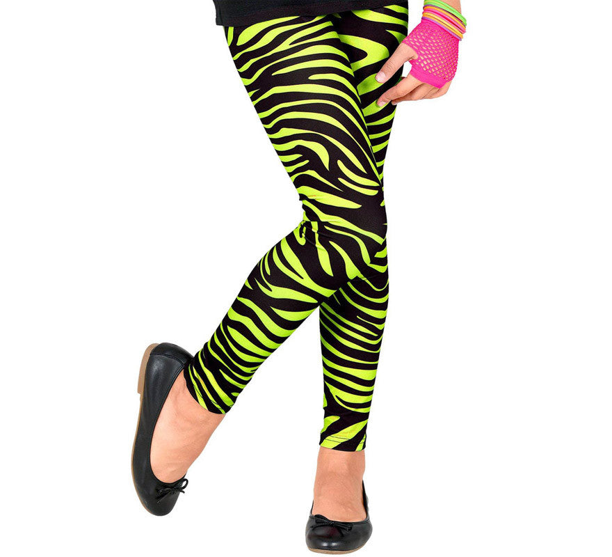 Translation missing: pt-PT.Leggings Neón Verde Animal Print Años 80 Infantiles