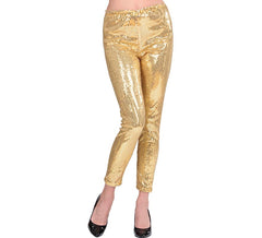 Leggings de lantejoulas douradas para mulheres