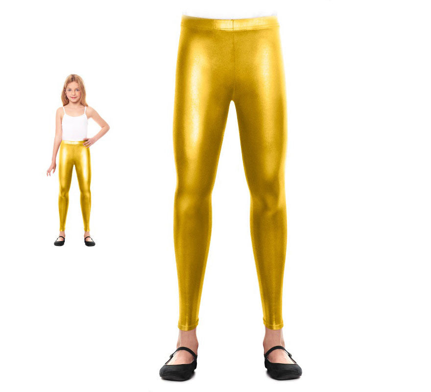 Translation missing: pt-PT.Leggins Metalizado dorado para niña