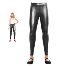 Leggings metálicas pretas para menina
