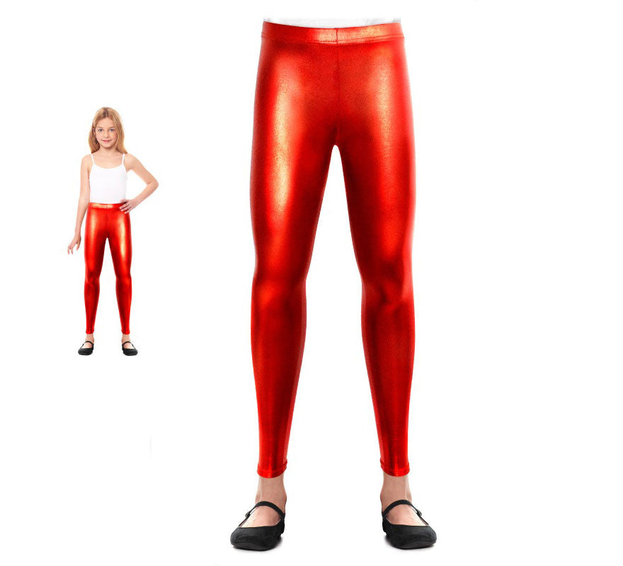 Translation missing: pt-PT.Leggins Metalizado rojo para niña