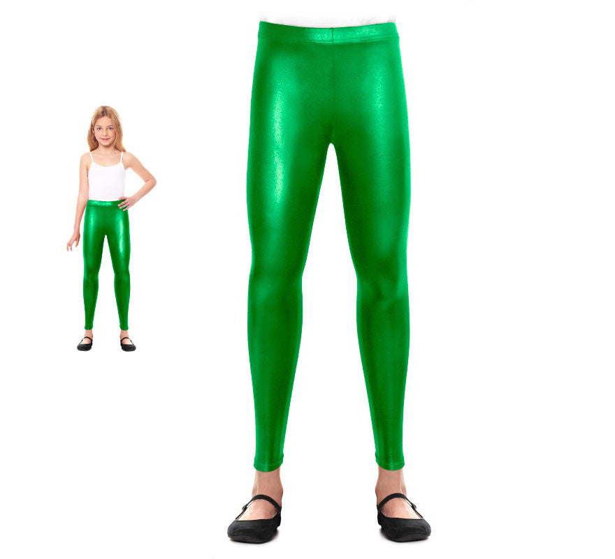 Translation missing: pt-PT.Leggins Metalizado verde para niña