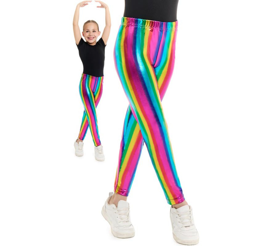 Translation missing: pt-PT.Leggins metalizados Arcoíris para niña