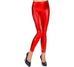 Leggings vermelhas metálicas para mulheres