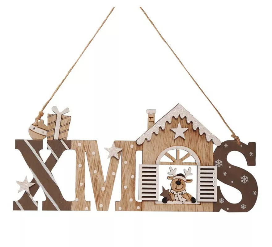 Translation missing: pt-PT.Letrero Colgante X Mas de Madera de 5X12 cms