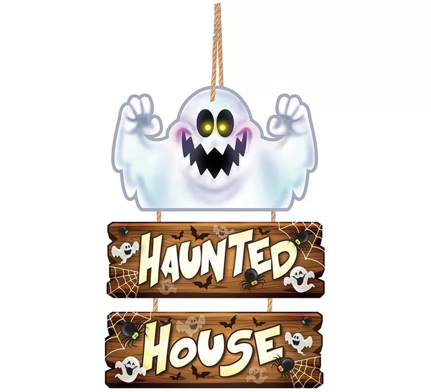 Translation missing: pt-PT.Letrero de Madera Haunted House 32x21 cm
