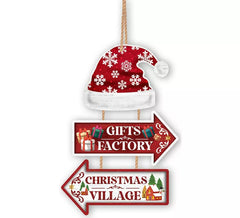 Placa de Fábrica de Presentes e Aldeia de Natal 36x24 cm