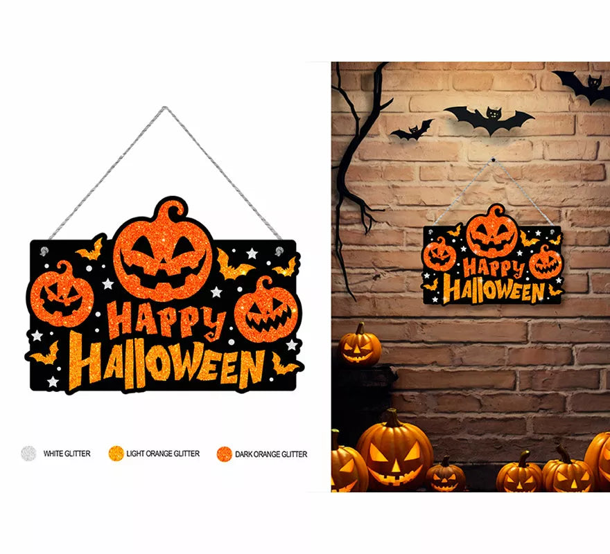 Translation missing: pt-PT.Letrero Happy Halloween Calabazas de 37x27 cm
