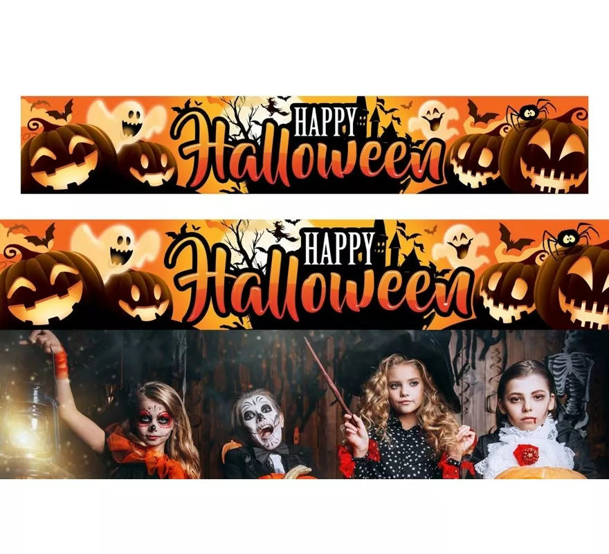 Translation missing: pt-PT.Letrero Happy Halloween de tela de 290x50 cm