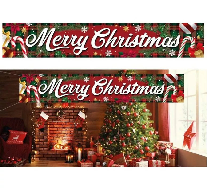Translation missing: pt-PT.Letrero Merry Christmas de tela de 290x50 cm