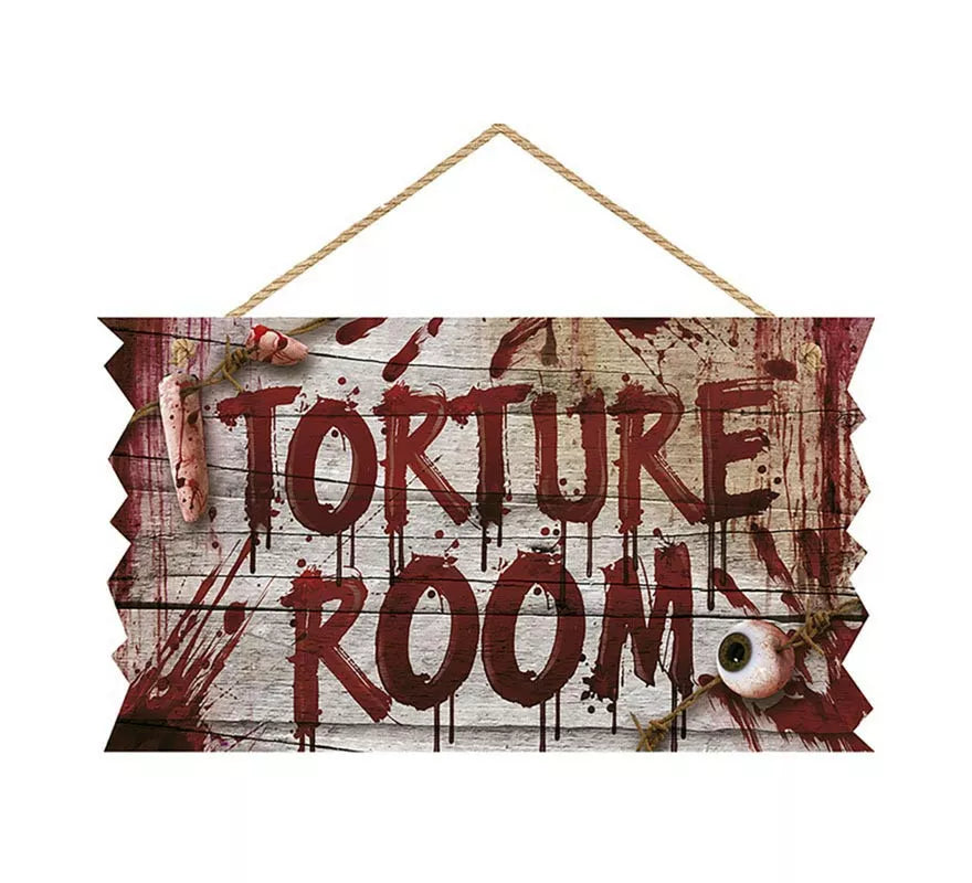 Translation missing: pt-PT."Letrero ""Torture Room"" de madera de 35x20 cm "