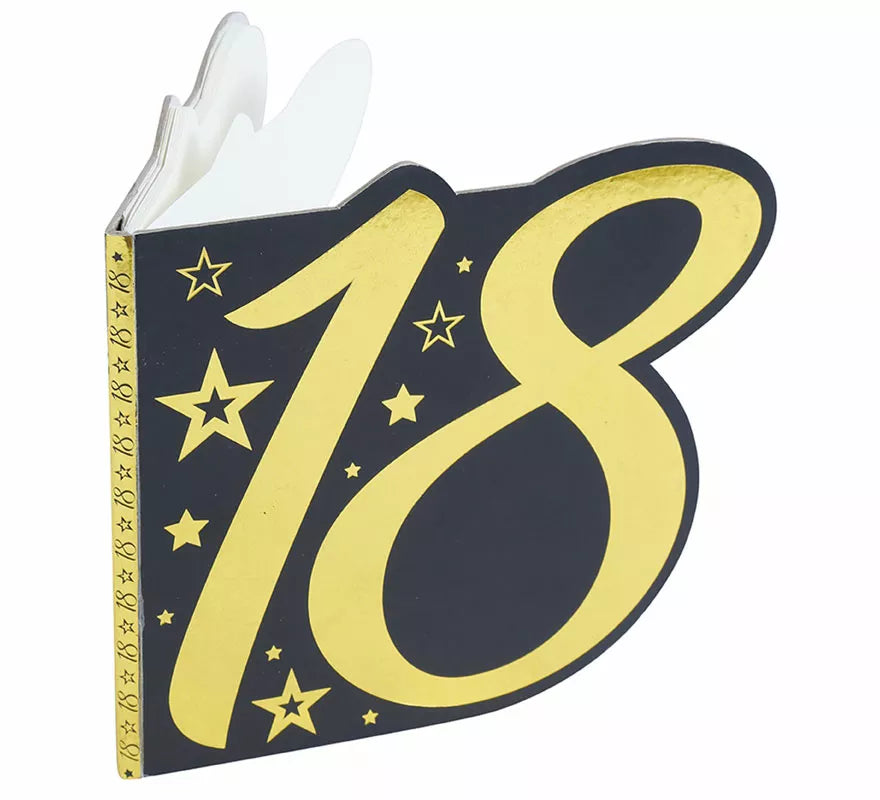 Libro Dorado y Negro 18 Años Cumpleaños y Aniversarios de 26 Páginas