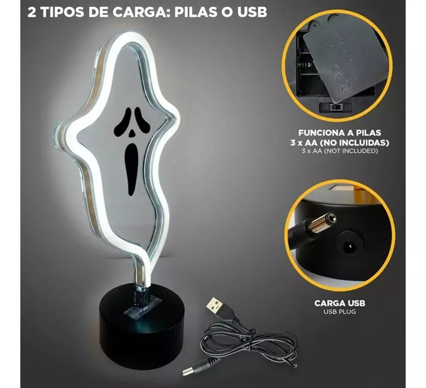 Translation missing: pt-PT.Luz neón de Fantasma con Soporte de 17x9x27 cm