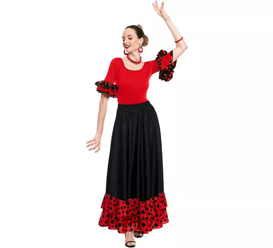 Body o maillot Sevillana con Volante Lunar rojo para mujer