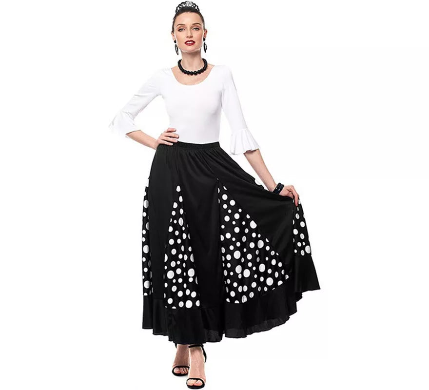 Translation missing: pt-PT.Body o maillot Sevillana Licra con Volante blanco para mujer