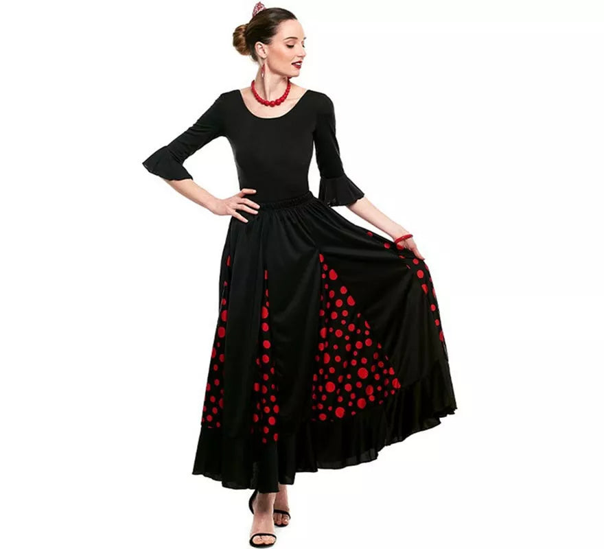 Translation missing: pt-PT.Body o maillot Sevillana Licra con Volante negro para mujer