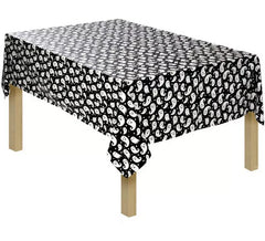 Toalha de mesa preta com fantasmas brancos
