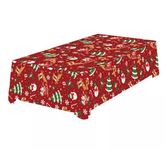 Toalha de mesa vermelha com figuras de Natal 137x274 cm