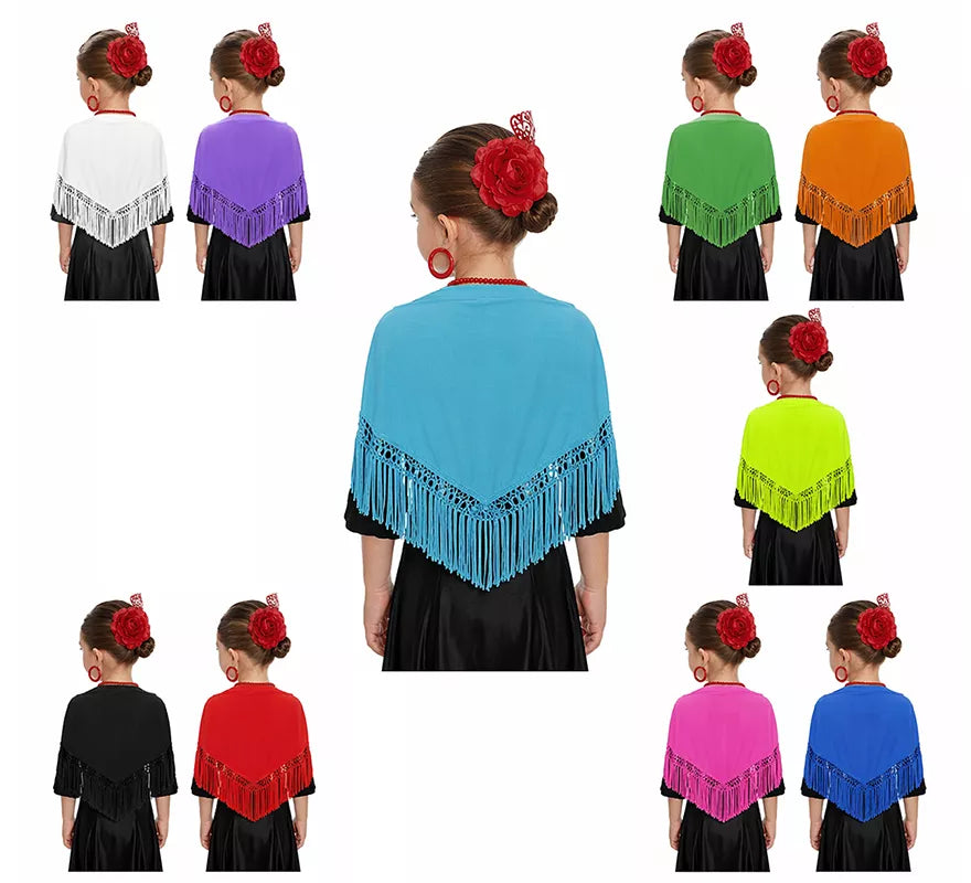 Translation missing: pt-PT.Mantón con flecos en varios colores de 120x45
