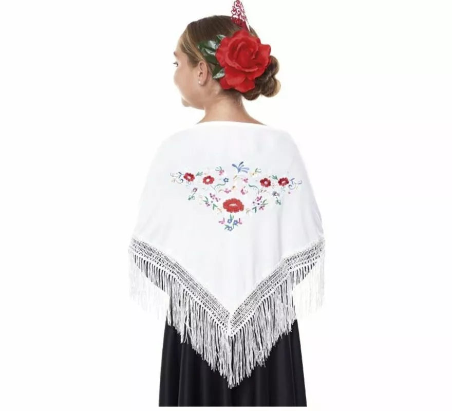 Translation missing: pt-PT.Mantón Sevillana o Chulapa bordado de 120x45 cm para niña en varios colores
