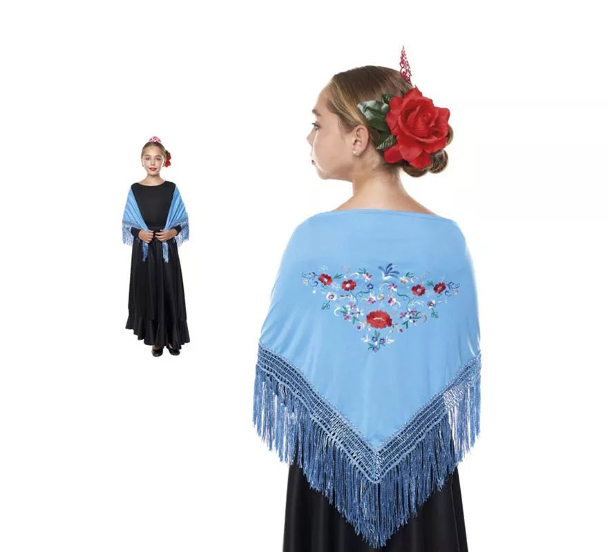 Translation missing: pt-PT.Mantón Sevillana o Chulapa bordado de 120x45 cm para niña en varios colores