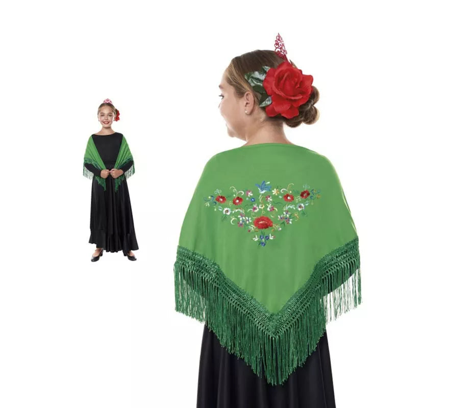 Translation missing: pt-PT.Mantón Sevillana o Chulapa bordado de 120x45 cm para niña en varios colores