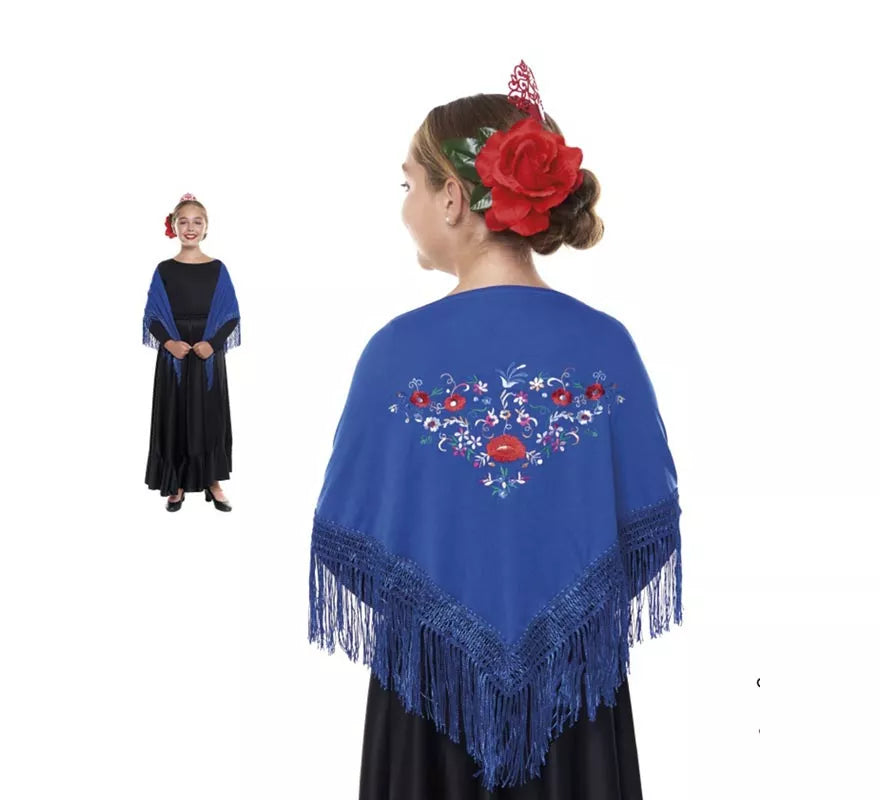 Translation missing: pt-PT.Mantón Sevillana o Chulapa bordado de 120x45 cm para niña en varios colores