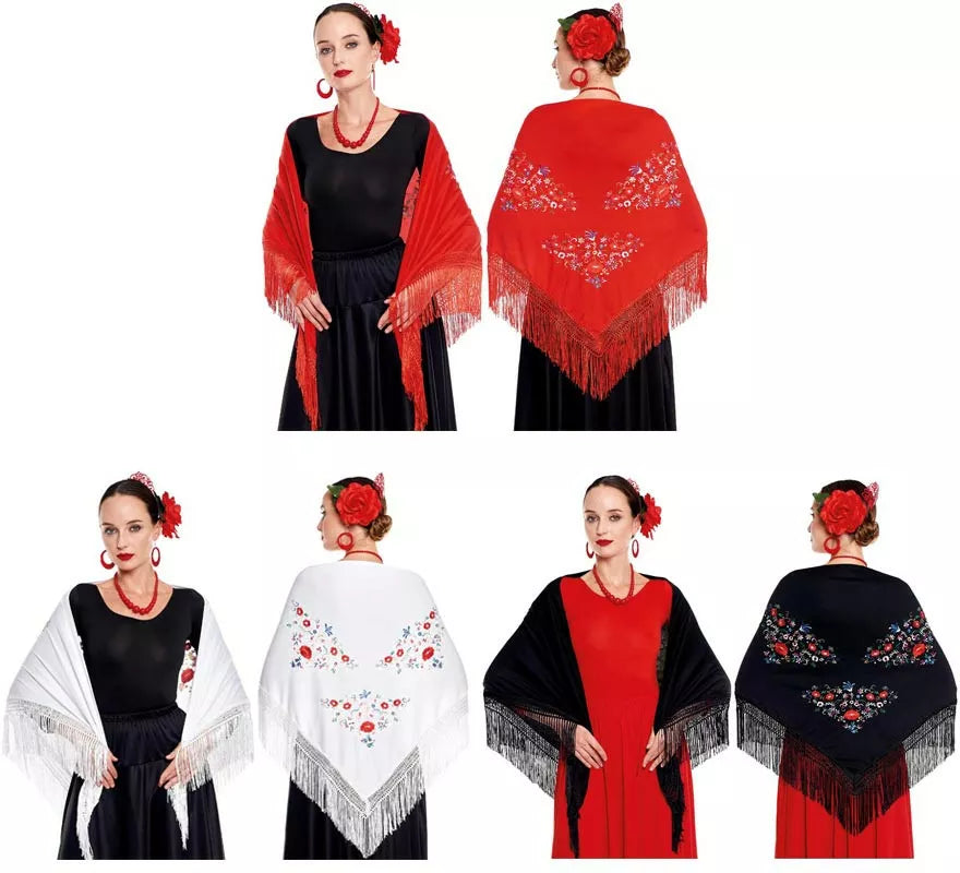 Translation missing: pt-PT.Mantón Sevillana o Chulapa Bordado para mujer en varios colores
