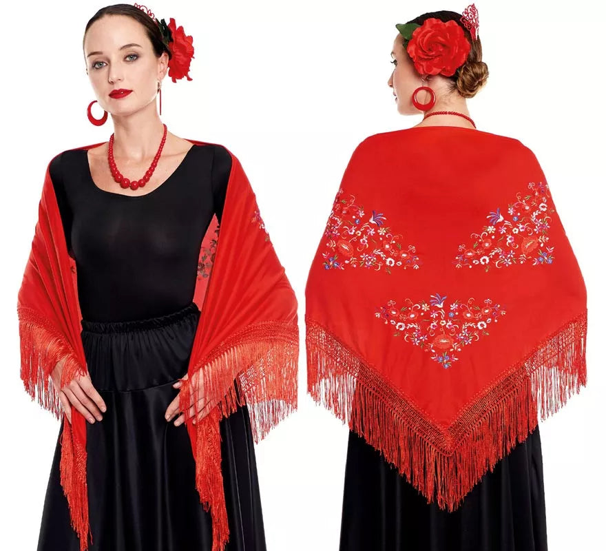 Translation missing: pt-PT.Mantón Sevillana o Chulapa Bordado para mujer en varios colores