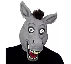 Máscara de cabeça de burro de desenho animado com cabelo
